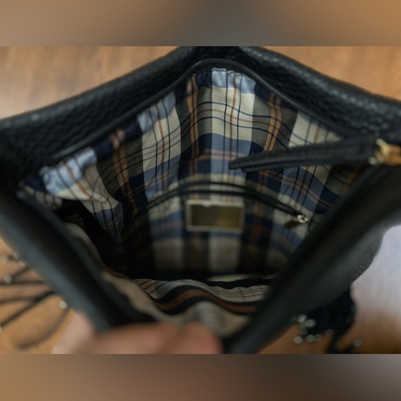 NWOT Shiraleah Clutch Designer Purse. Foldover snaps closed. Fun studded fringe! - Picture 6 of 7